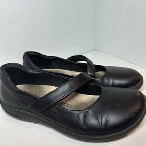 Birkenstock Lora Women's Mary Jane Leather Flat Shoes Black Size 39 EU